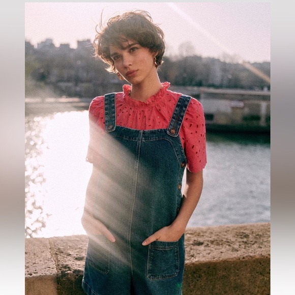 NWT Sézane Alexei Denim Shortalls Romper, size 2 / 34 - Picture 2 of 11